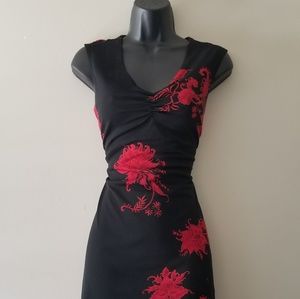 Black Red Womens sleeveless Career Work Dress M
